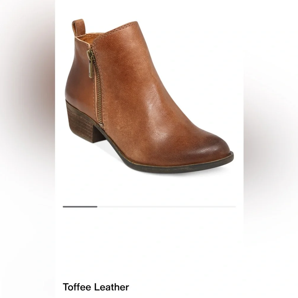 Lucky Brand size 8.5 Basel Toffee Brown Leather Ankle Booties - Picture 3 of 16